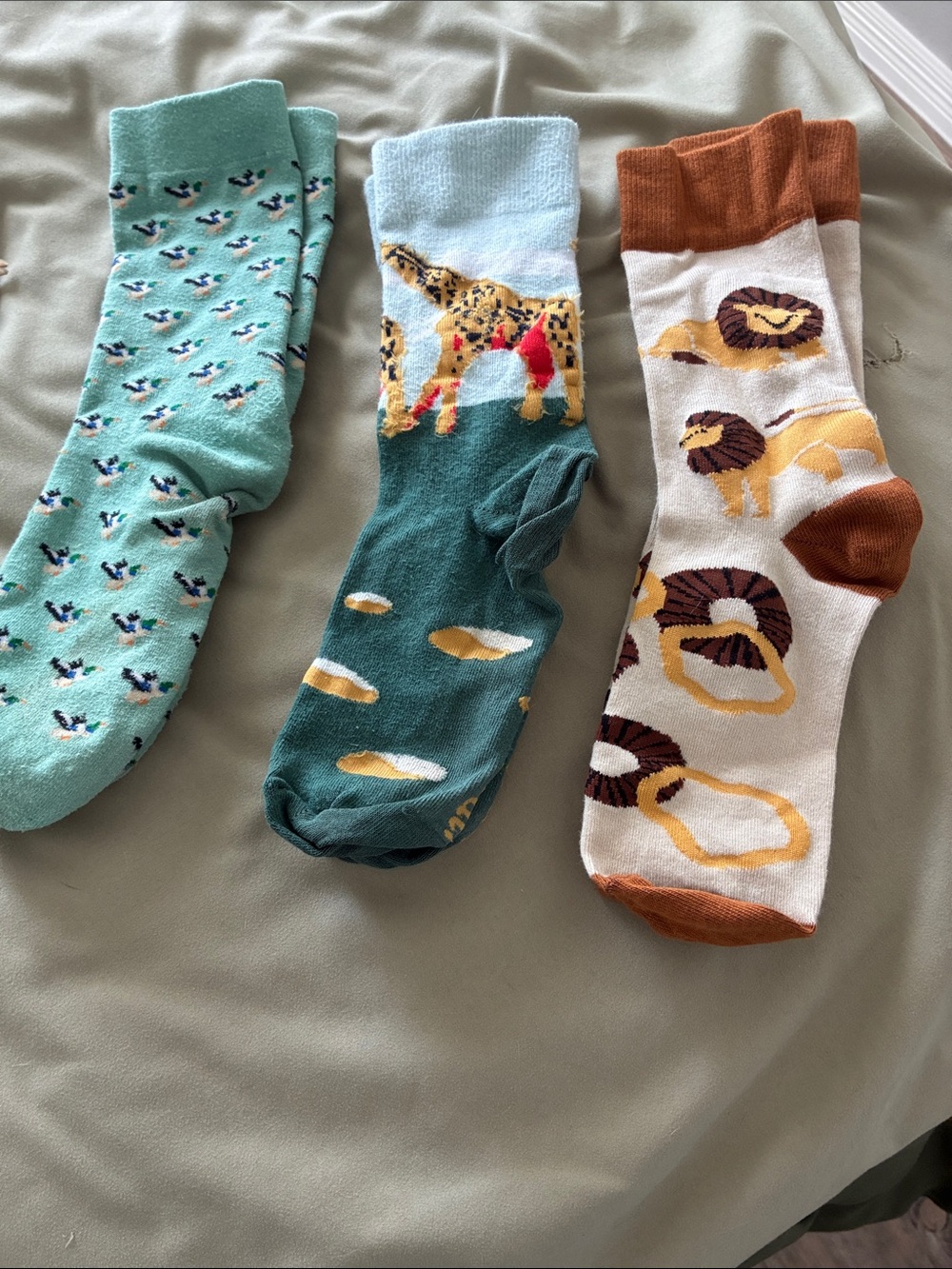 Junior boyNovelty Crew Socks - Multi Color Animal Prints